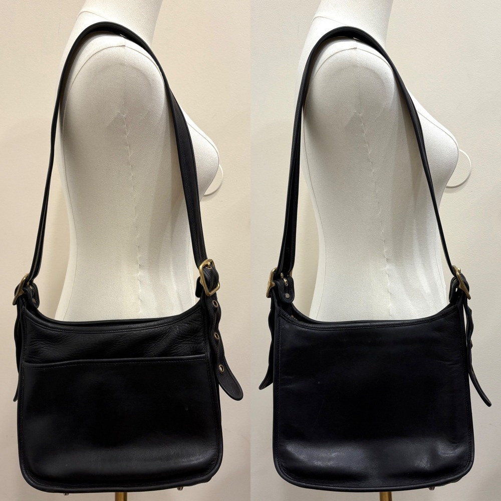 Coach Legacy 9966 Black Leather Shoulder Bag USA Made Brass Hardware Vintage 90s